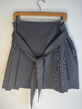 Vintage The Limited Belted Pleated Minimalist Academia Mini Gray Skirt - Size 10
